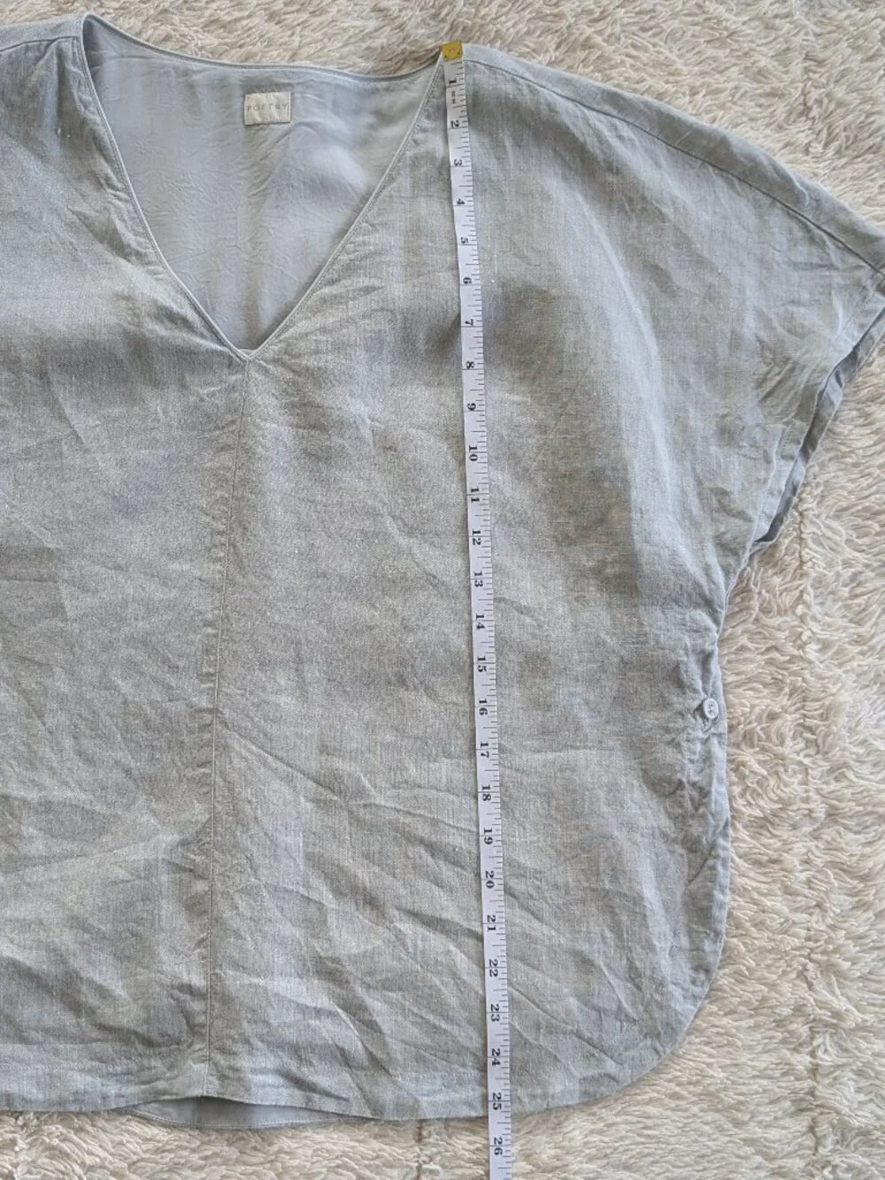 Organic Gray Linen POETRY Boxy Top Short Sleeve | Size 10 | Fully Lined - Picture 13 of 13